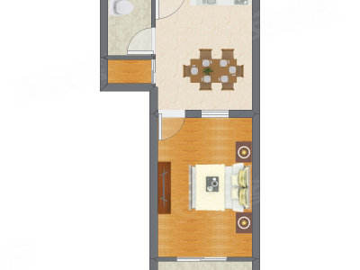 1室1厅 47.40平米户型图
