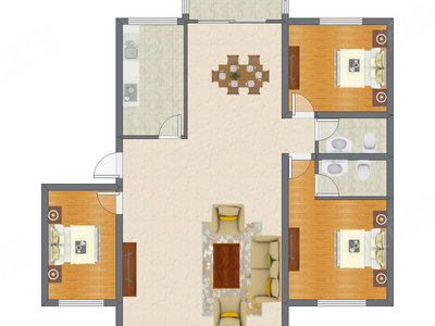 3室2厅 139.55平米户型图