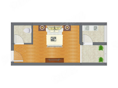 1室0厅 43.50平米户型图