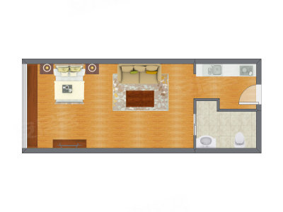 1室1厅 59.56平米户型图