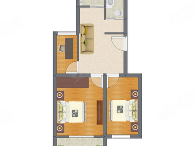 3室1厅 59.87平米户型图