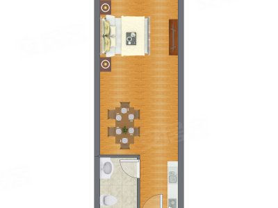 1室1厅 50.79平米户型图