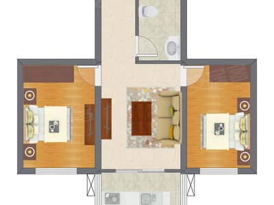 2室1厅 59.37平米
