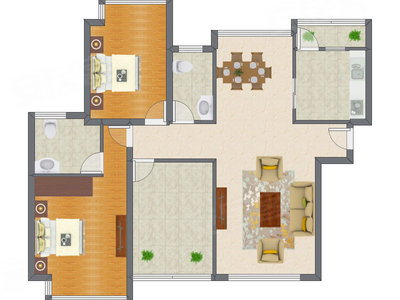 2室1厅 95.27平米