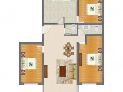 3室2厅 147.62平米户型图