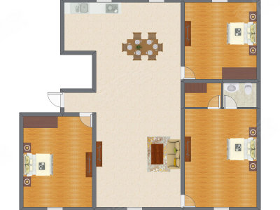 3室2厅 155.20平米