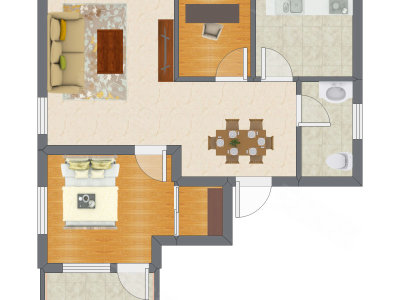 1室1厅 83.86平米户型图