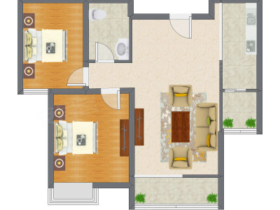 2室1厅 99.91平米户型图