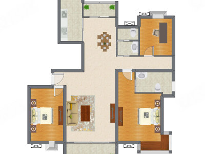 3室2厅 146.20平米