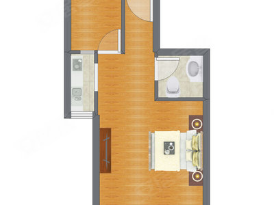 1室0厅 25.62平米户型图