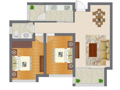 2室2厅 72.00平米