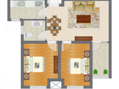 2室2厅 76.76平米