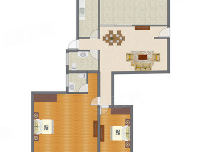 2室2厅 122.99平米户型图