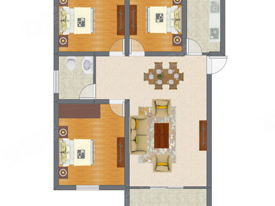 3室2厅 81.64平米户型图