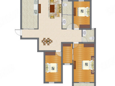 3室1厅 105.53平米