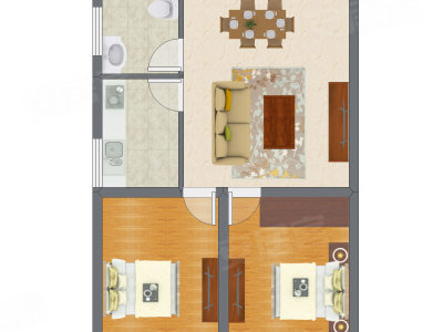 2室1厅 50.00平米户型图