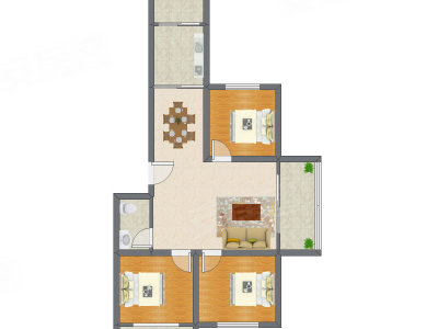 3室2厅 104.96平米