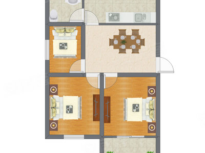 3室2厅 51.60平米