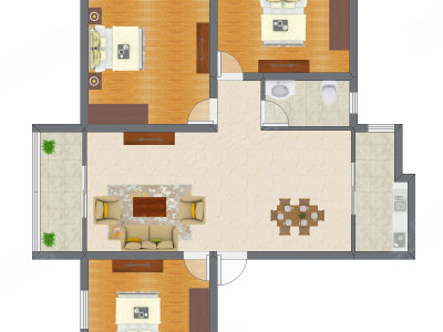 3室2厅 89.20平米