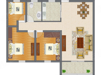 3室2厅 90.20平米户型图