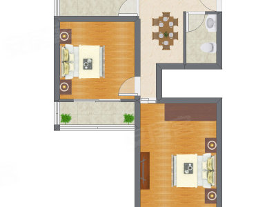 2室1厅 68.23平米