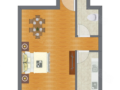 1室0厅 44.72平米户型图