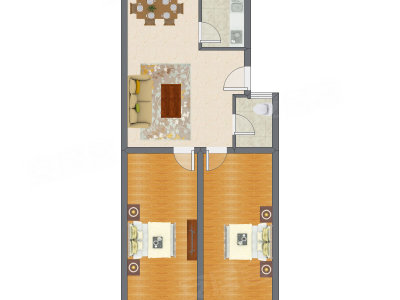 2室2厅 84.77平米