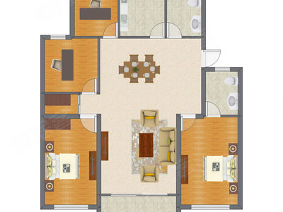 4室2厅 136.00平米户型图