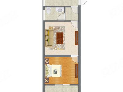 1室1厅 41.00平米户型图