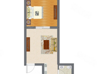 1室1厅 33.30平米户型图