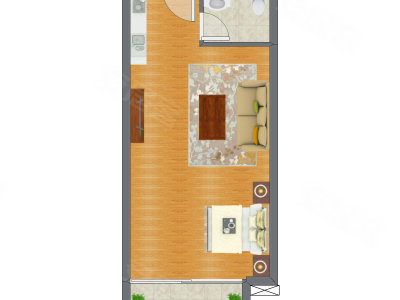 1室0厅 47.32平米户型图