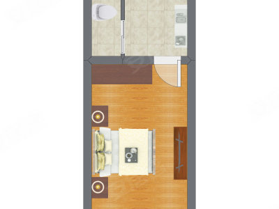 1室0厅 28.67平米户型图
