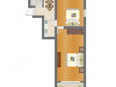2室1厅 52.89平米