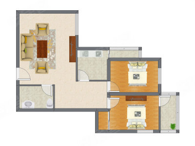 2室1厅 91.70平米户型图
