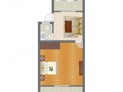1室1厅 43.64平米