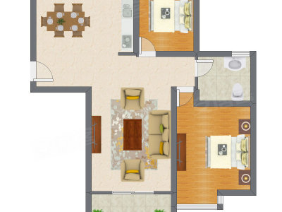 2室2厅 80.88平米户型图