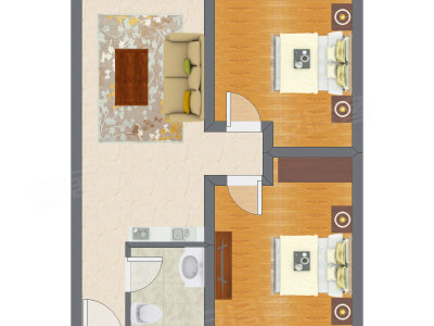 2室1厅 40.00平米户型图