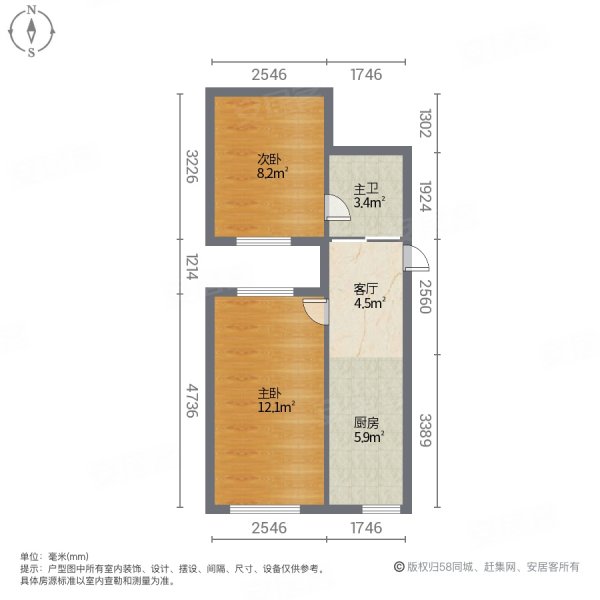 信达东湾半岛第四区2室1厅1卫45㎡南北36万