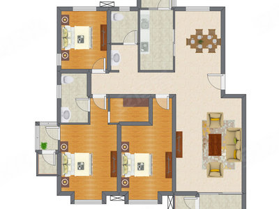3室2厅 140.90平米