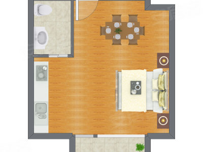 1室0厅 45.26平米户型图