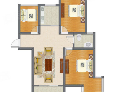 3室1厅 92.64平米
