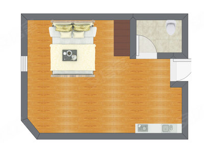 1室1厅 24.55平米户型图