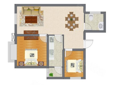 2室2厅 76.50平米
