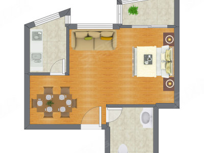 1室0厅 47.80平米户型图