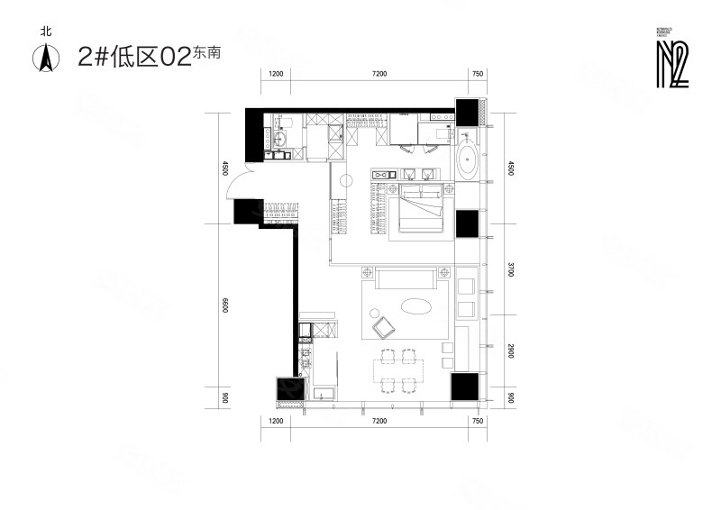 万科大都会滨江(新房)1室2厅2卫130㎡东南725万