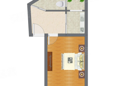 1室1厅 40.41平米户型图