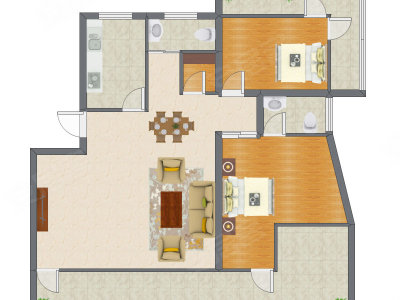 2室2厅 144.20平米户型图