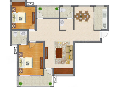 2室2厅 112.45平米户型图