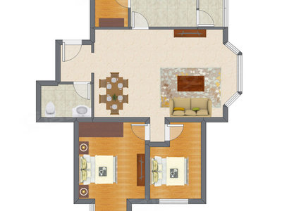 2室2厅 112.86平米户型图