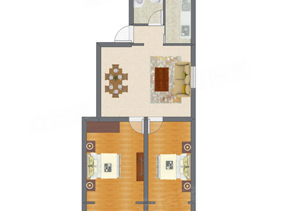 2室2厅 80.86平米户型图